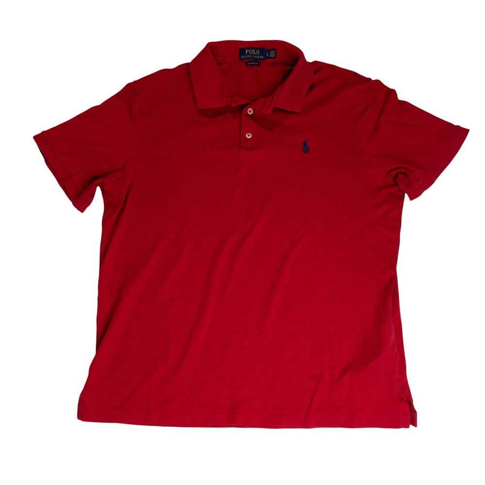 Polo Ralph Lauren Polo Shirt Men Large Red Classic Fit Short Sleeve Logo